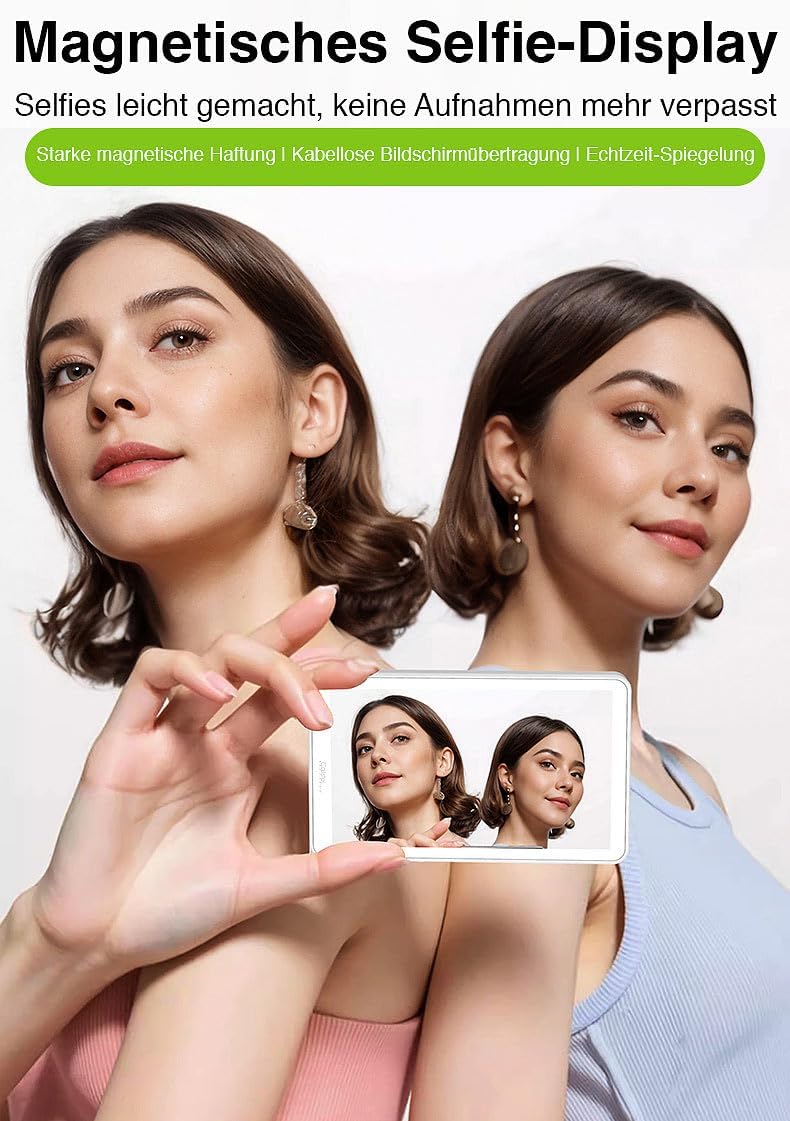 Callstel Selfie-Displays: Selfie-IPS-Vorschau-Display, 3,97", magnetisch, für iOS/Android, Akku (Mon