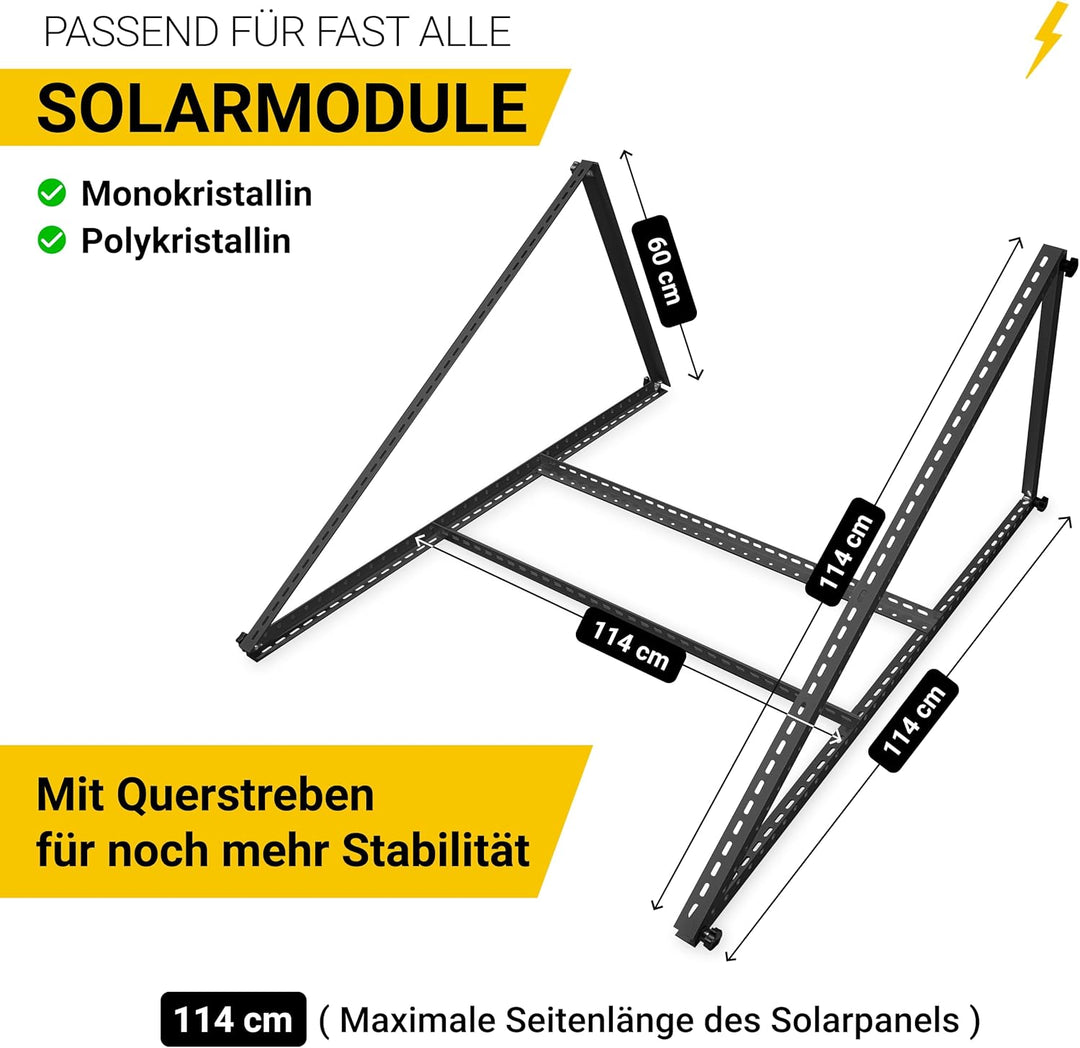 Avoltik Balkonkraftwerk Halterung 2er Set [0% MwSt.] - Solarpanel Halterung Flachdach [0-90° verstel