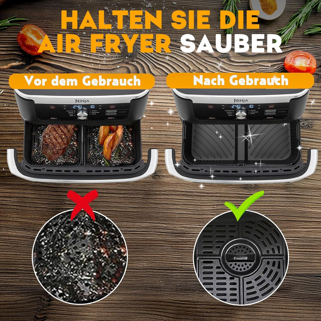 Heissluftfritteuse Zubehör für Ninja Foodi Flexdrawer 10,4l Airfryer AF500EU AF500EUCP, 1x10.4L & 2x