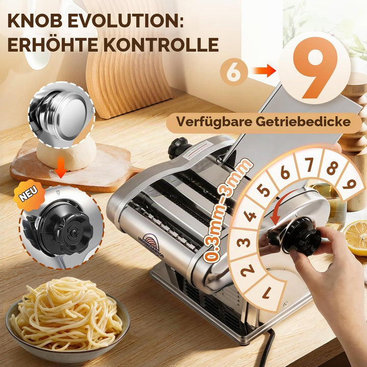 Moongiantgo Nudelmaschine Elektrische, Edelstahl Nudelmaker, Pastamaschine mit 3 Klingen von 1,5 mm,