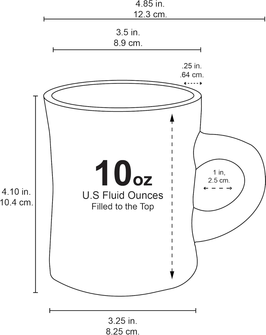 Culver 284 ml grosse Keramik Kaffeebecher im Retro-Stil, schwere Restaurant-Tasse, 2-Finger-C-Griff