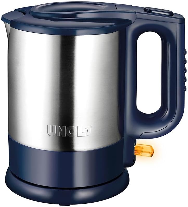 Unold 18018 Wasserkocher - Edelstahl Kettle, Blau 1,5 L, EU Stecker, 2200 W, Blitzkocher, 360° drehb