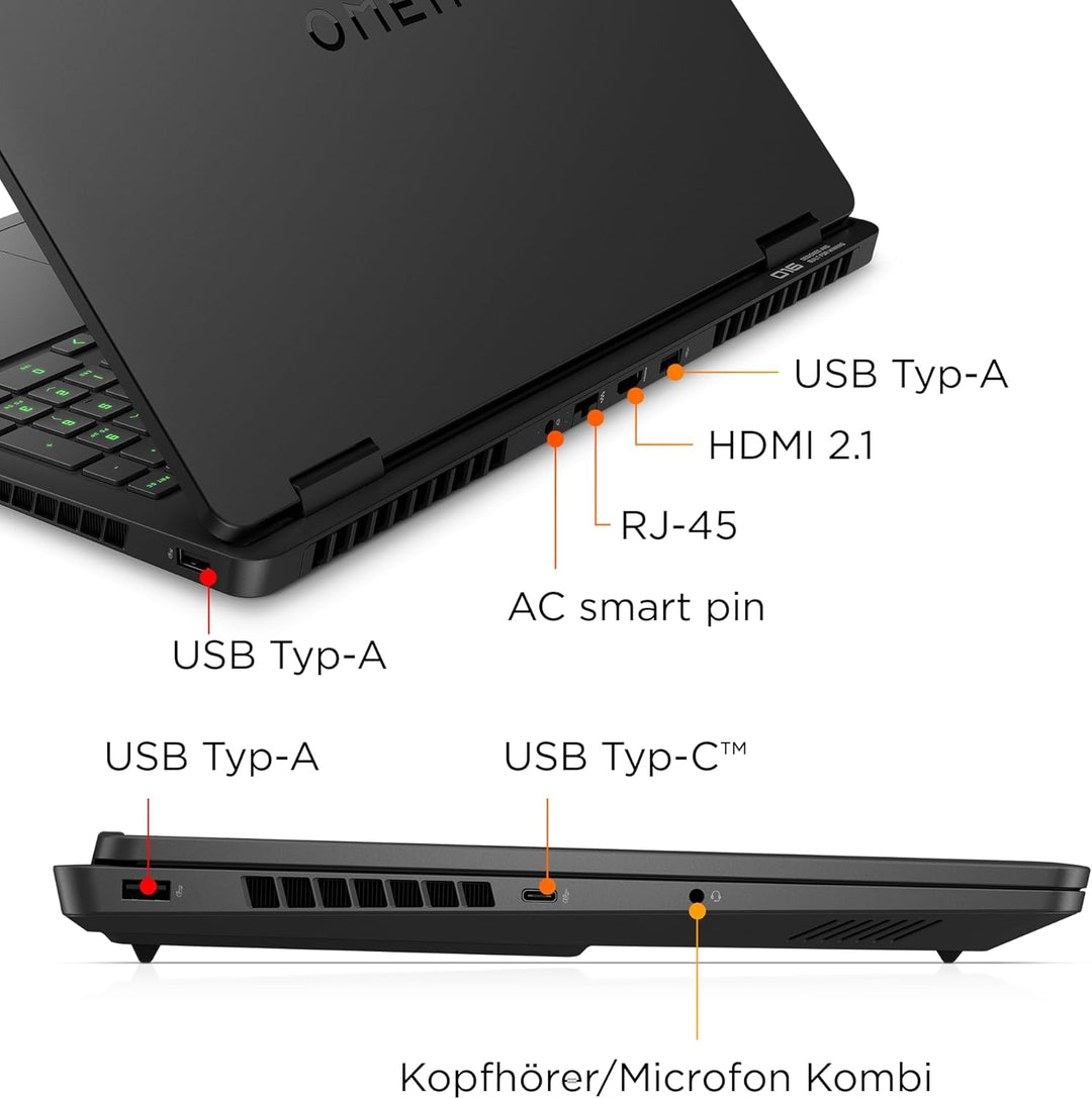Omen Gaming Laptop, 16 Zoll 2K Display 144Hz, Intel Core Ultra 7 255H, NVIDIA GeForce RTX 5060, 24GB