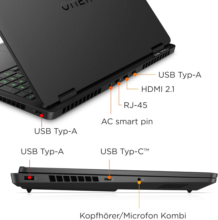 Omen Gaming Laptop, 16 Zoll 2K Display 144Hz, Intel Core Ultra 7 255H, NVIDIA GeForce RTX 5060, 24GB