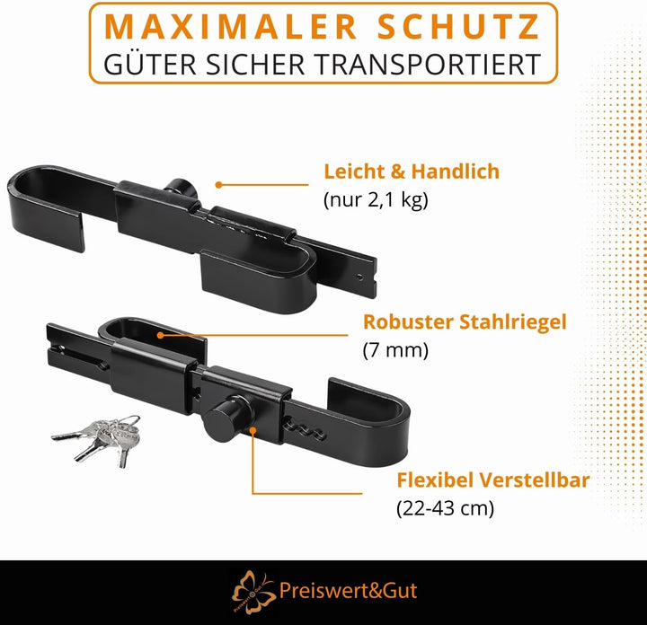 Preiswert&Gut 2x Containerschloss verstellbar von 22 bis 43 cm inkl. 2 Schlüssel - Seecontainer und