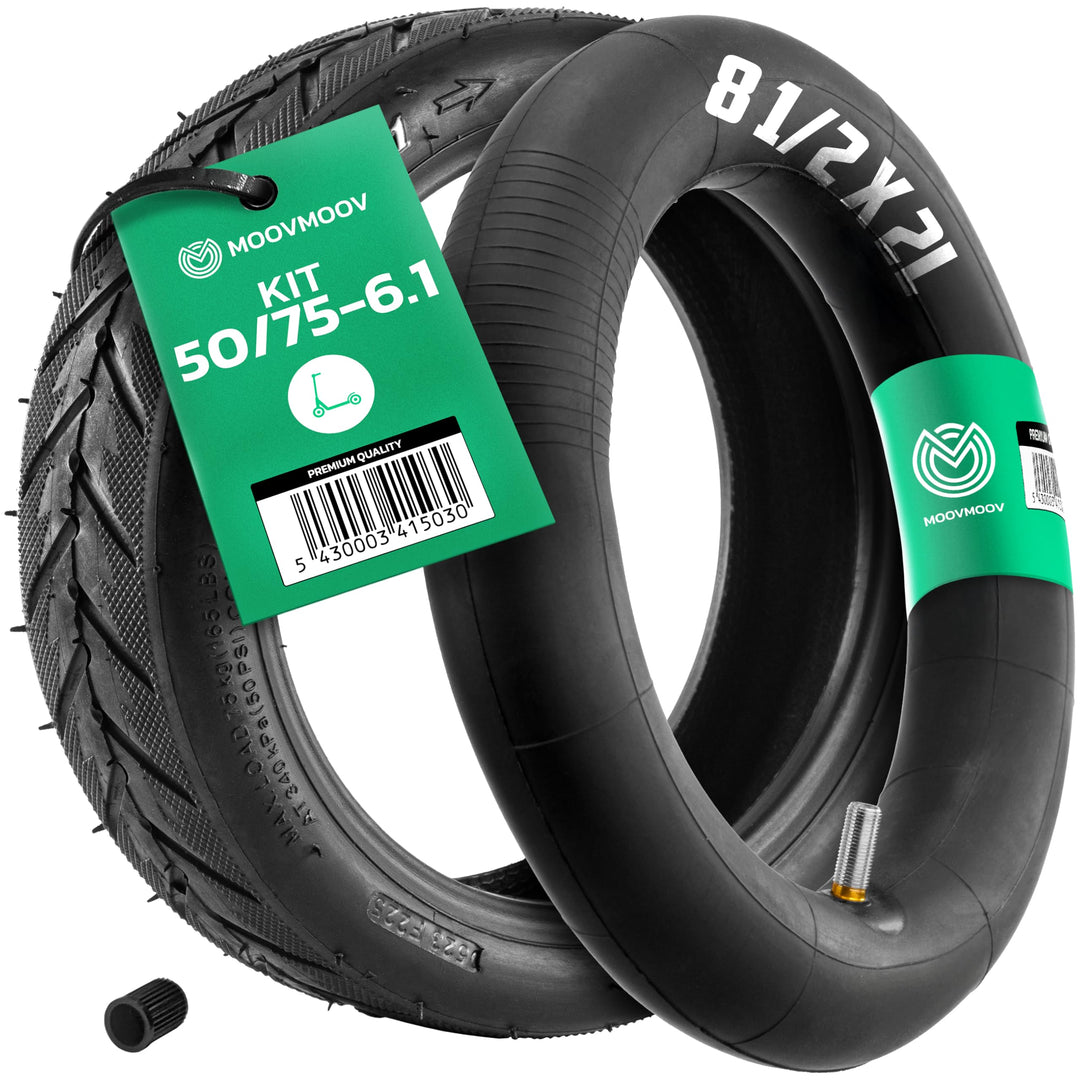 MOOVMOOV - 50/75-6.1 Reifen &amp; 8 1/2 x 2L Schlauch mit rechtem Ventil - Kit für Wispeed T850 / T855 P