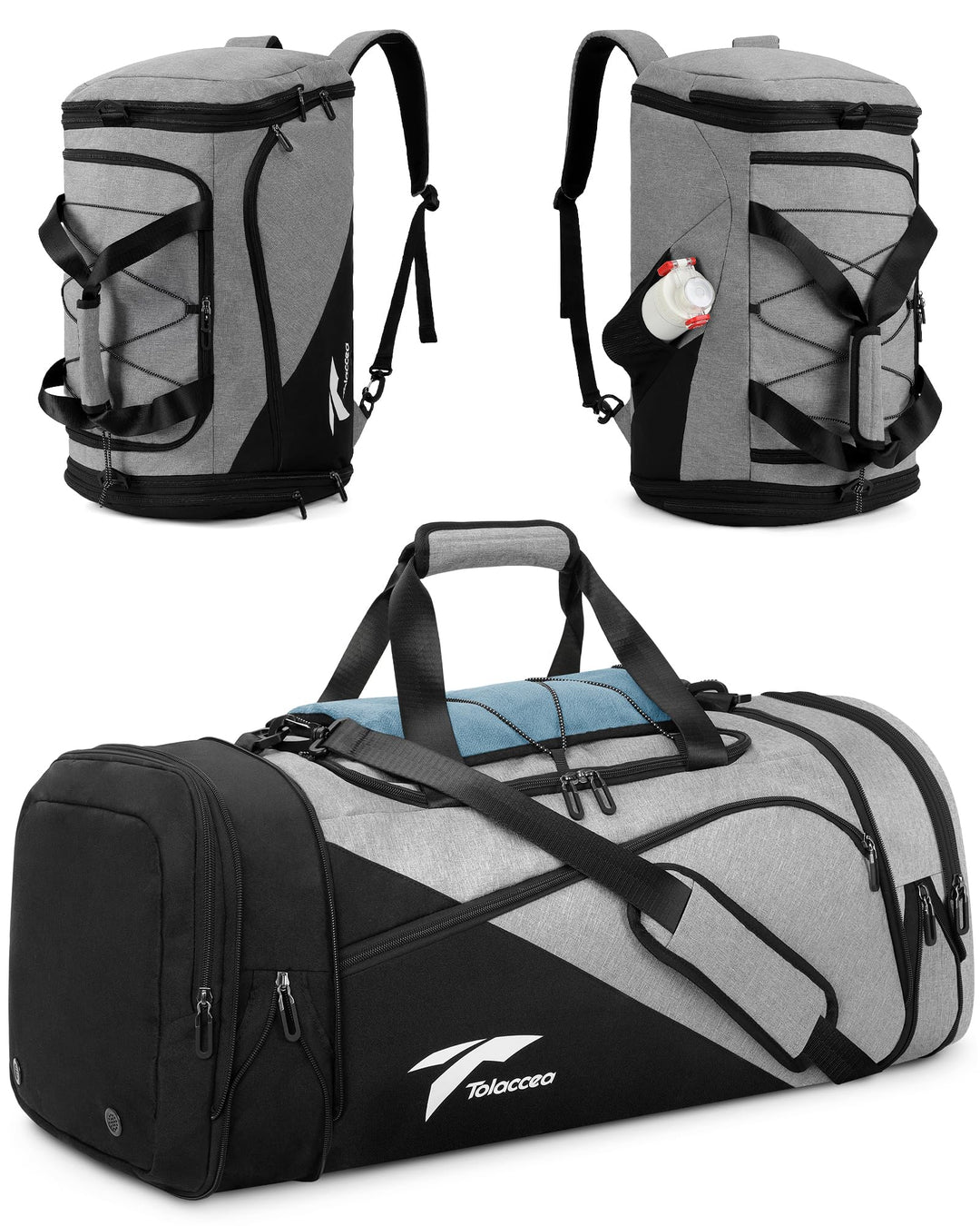 Tolaccea Sporttasche Rucksack für Herren Damen, 45-63L Erweiterbar Sporttaschen Gross mit Schuhfach