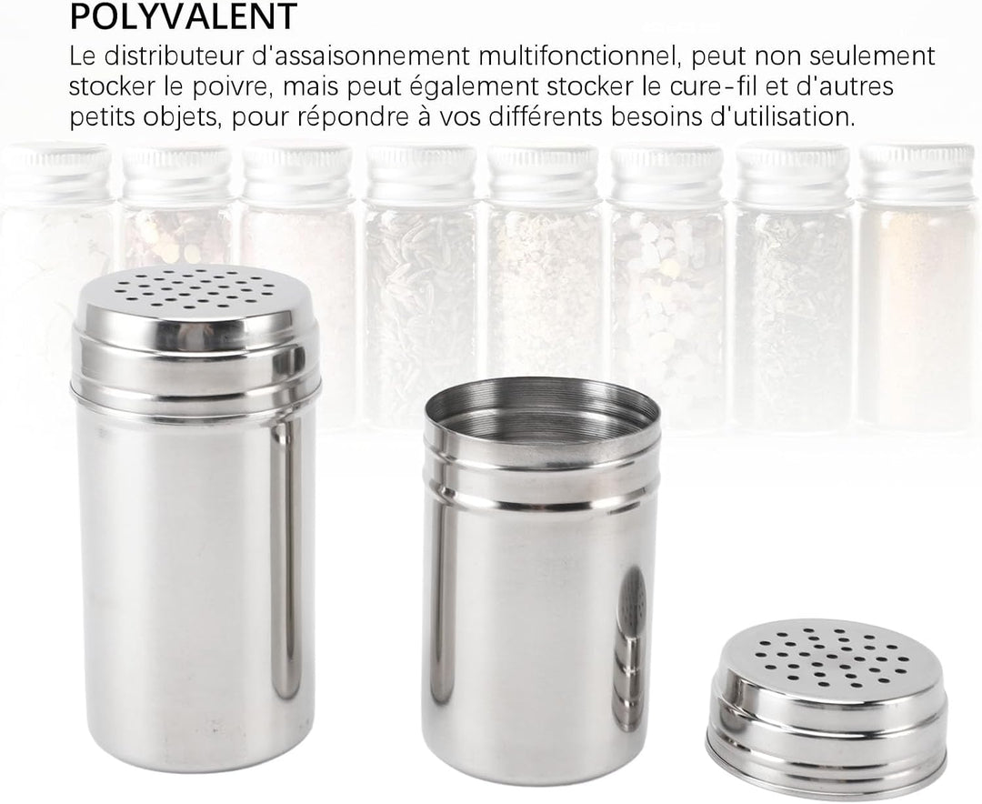Shaker aus 304 Edelstahl, verstellbare Ausgiesslöcher, Gewürzspender, Behälter für Küche, Grill, Cam