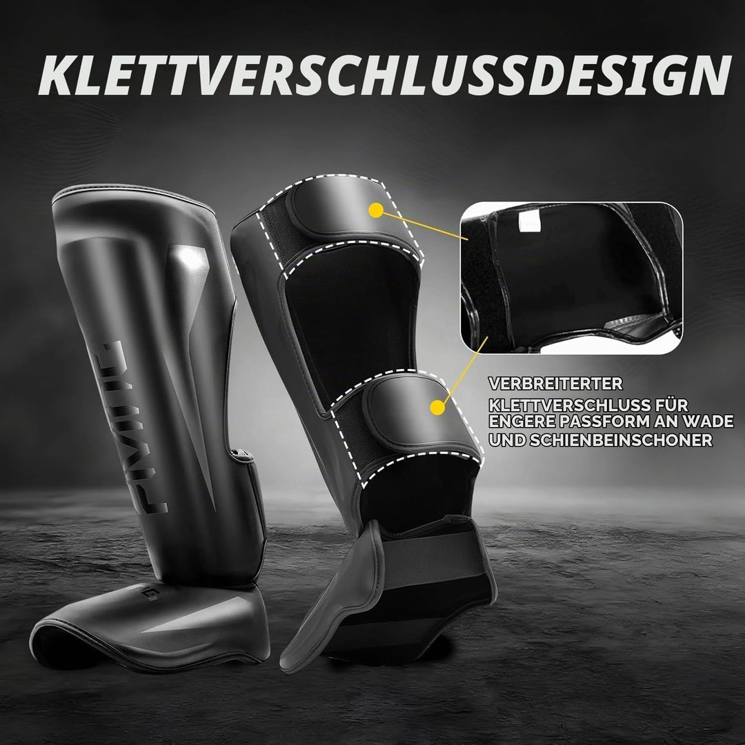 FIVING MMA Kampfsport Schienbeinschützer – gepolsterte, verstellbare Thai Boxschienbeinschützer, mit