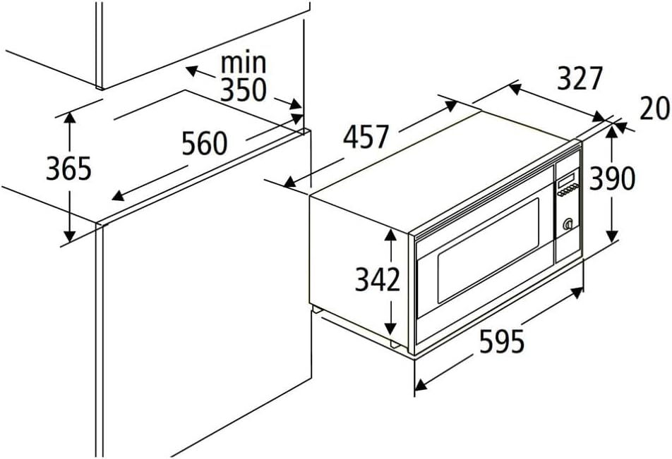 PKM Einbau-Mikrowelle MW800-20B EB | 800 W Mikrowellenleistung | 20L Garraum | 6 Leistungsstufen | 6
