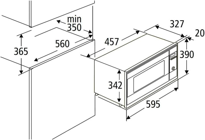 PKM Einbau-Mikrowelle MW800-20B EB | 800 W Mikrowellenleistung | 20L Garraum | 6 Leistungsstufen | 6