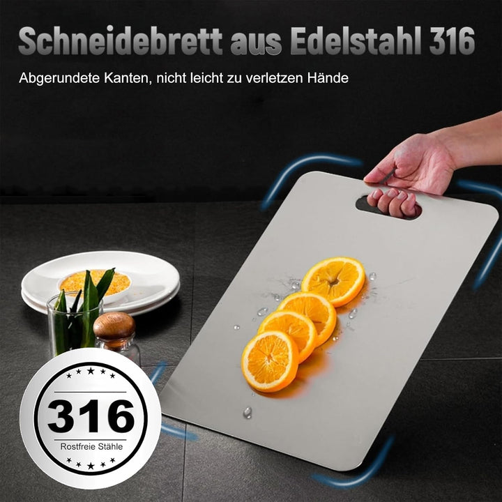 3 Stück Titan Schneidebrett, Edelstahl Titanium Cutting Board, BPA-freies Doppelseitiges Lebensmitte
