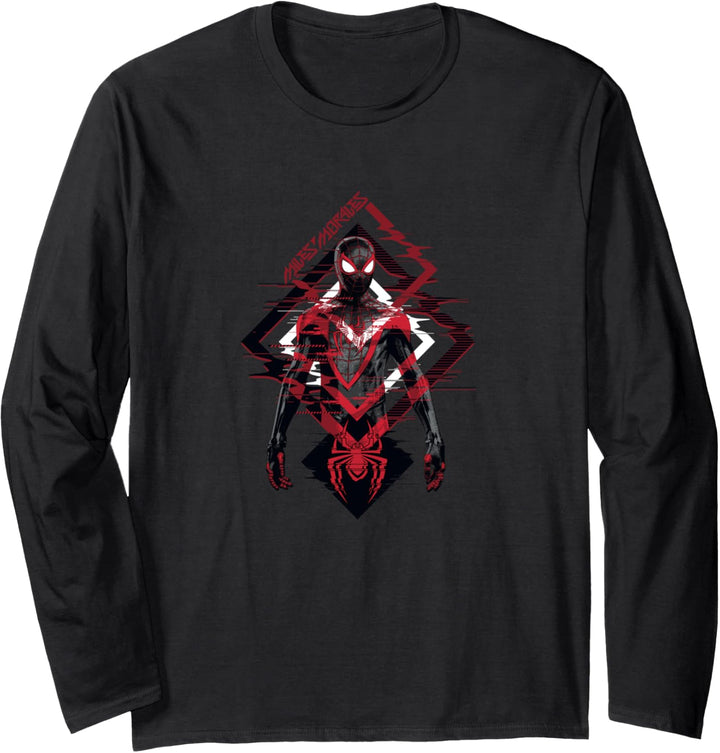 Marvel Spider-Man: Miles Morales Diamond Glitch Portrait Langarmshirt