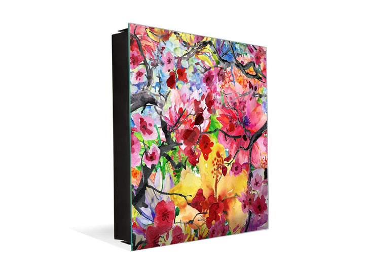 Concept Crystal Schlüsselbox und magnetisches Whiteboard K08 Schöne Blumen Rechte Öffnung Schöne Blu