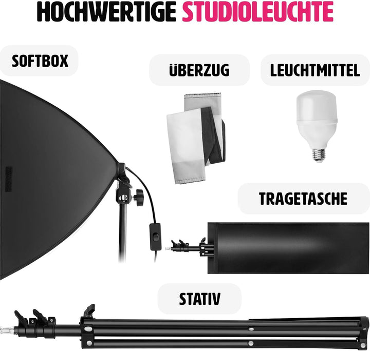 TecTake 800106 Profi Fotostudio Set inkl. Leuchtmittel Softbox, Stativ + Tasche - Diverse Modelle -