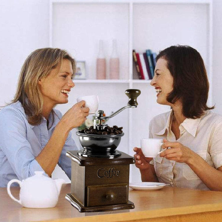 WEITING Manuelle Kaffeemühle – Manuelle Kaffeemühle aus Holz, Vintage, Antik-Keramik, Handkurbel, Ka