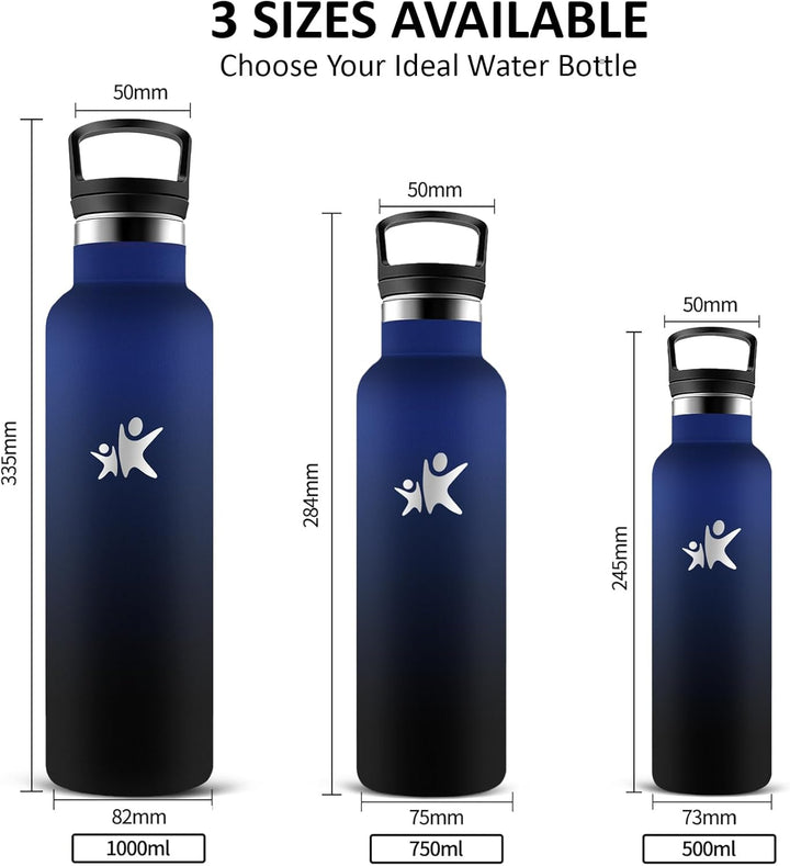 Thermosflasche, Trinkflasche 750ml, BPA-Frei, Wasserflasche mit Strohhalm, Isolierflasche Doppelwand
