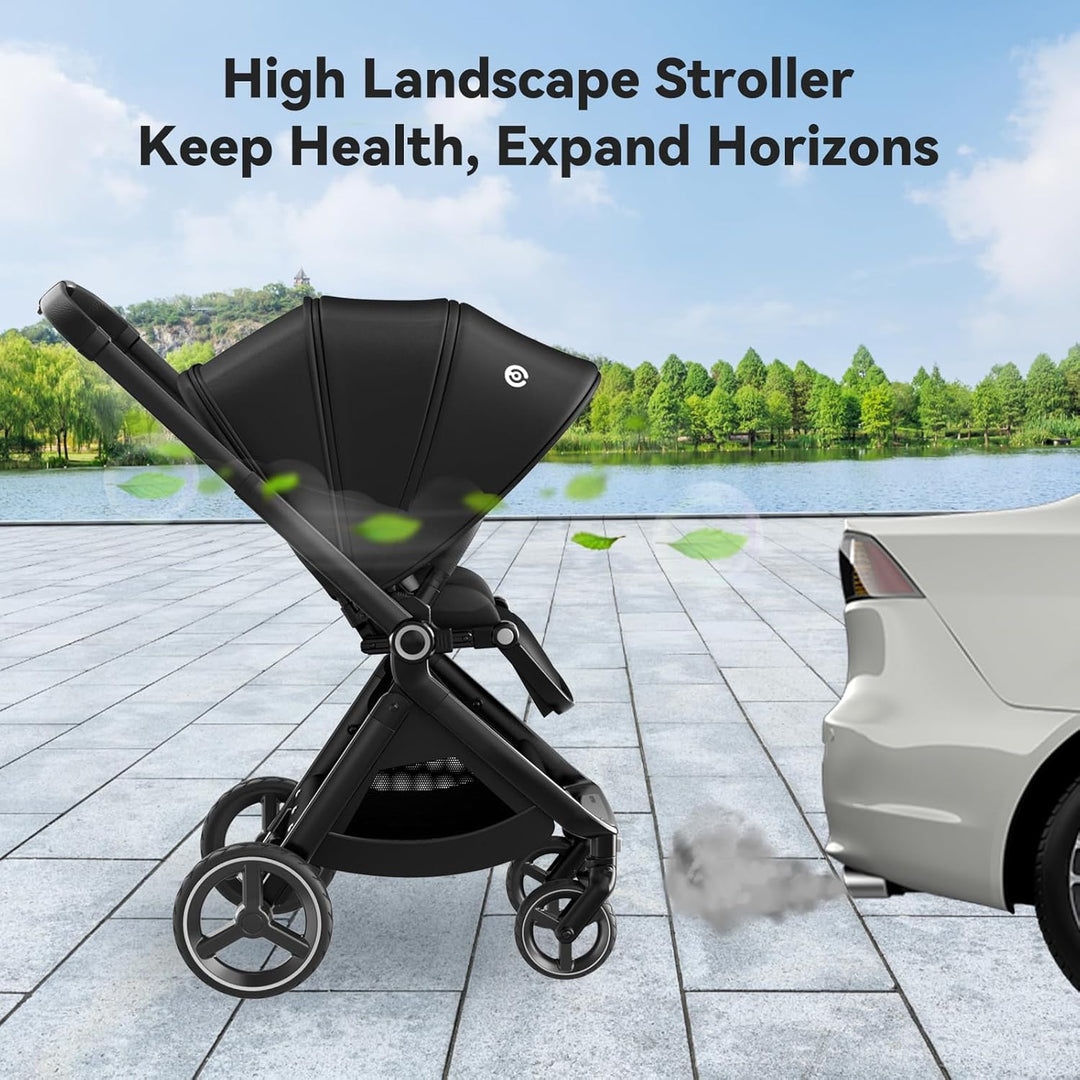 ELITTLE Buggy Gegen Fahrtrichtung(Schwarz),EMU Kinderwagen Faltbar,Buggy bis 25kg, Wendesitz Kinderw