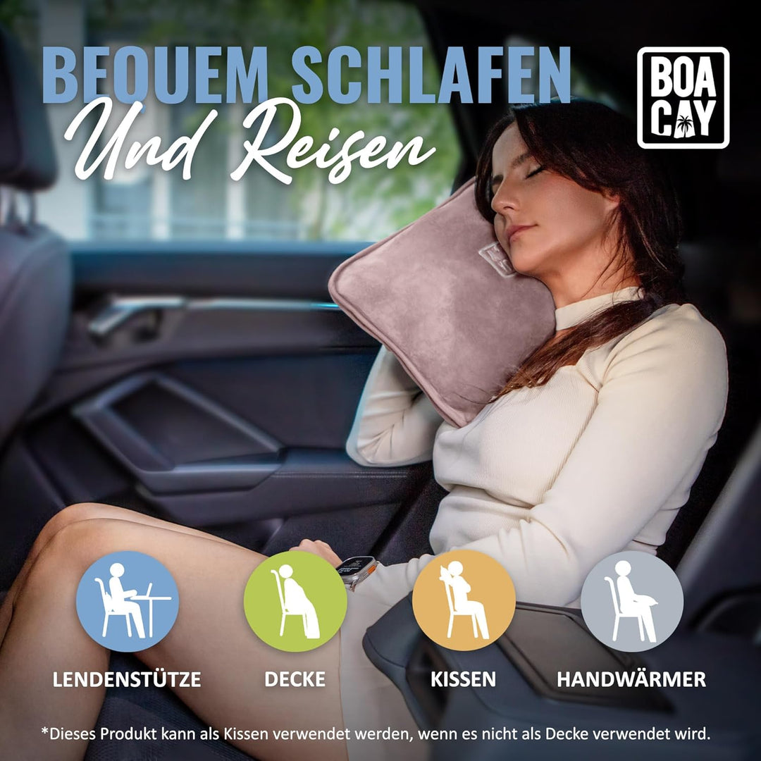 BOACAY Weiche &amp; Warme Reisedecke für Flugzeug &amp; Auto - Unentbehrlich für Lange Flüge für Frauen, Män