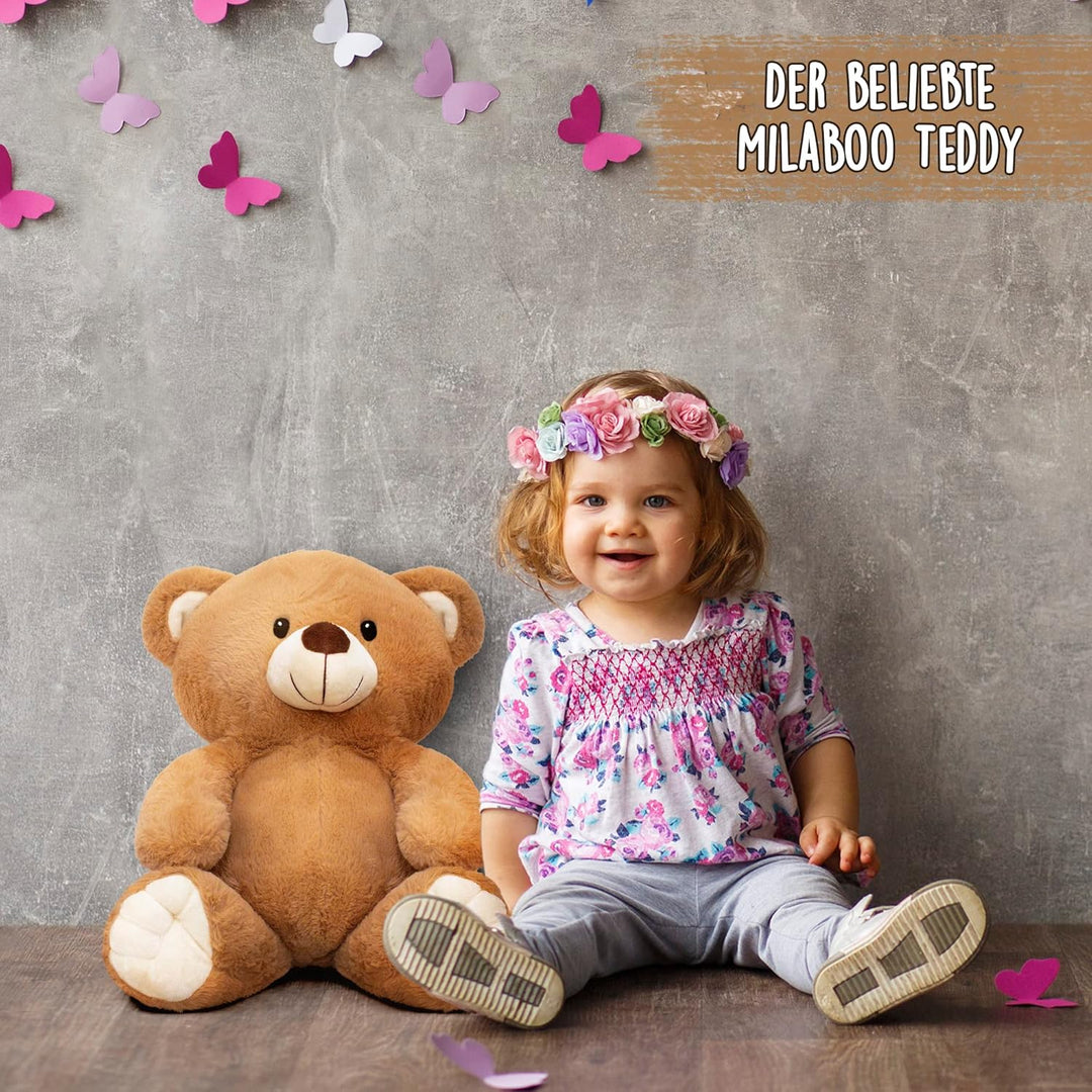 MilaBoo® Kleine Vintage Windeltorte Neutral mit grossem Teddybär I Liebevolles Geschenk zur Geburt I
