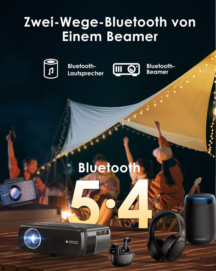 4K Beamer Tragbar Smart APP Zertifiziert Android OS Projektors mit Voice Assistant WiFi 6 Bluetooth5