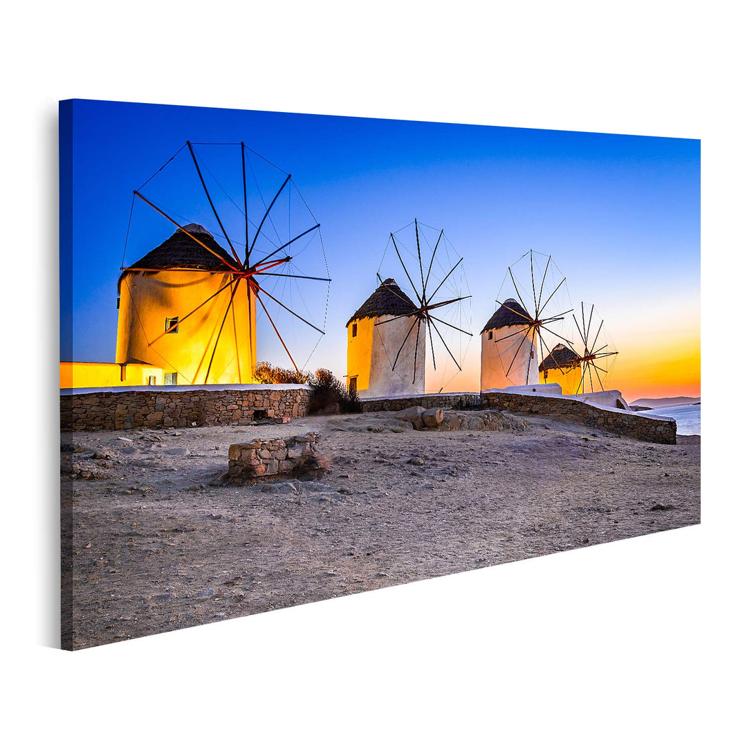 islandburner Bild auf Leinwand Mykonos Kato Mili Windmühle Griechenland Bilder Wandbilder Poster Lei