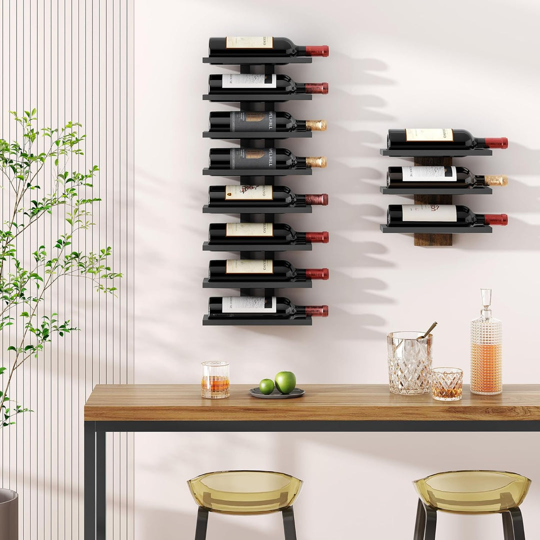 FAVOOSTY Weinregal Wand, Flaschenhalter, Flaschenregal mit 8 Ebenen, Metall Weinregal Hängend Weinfl
