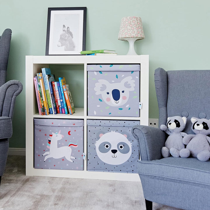 LOVE IT STORE IT Aufbewahrungsbox mit Deckel - Ordnungsbox aus Stoff - Verstärkt mit Holz - Quadrati