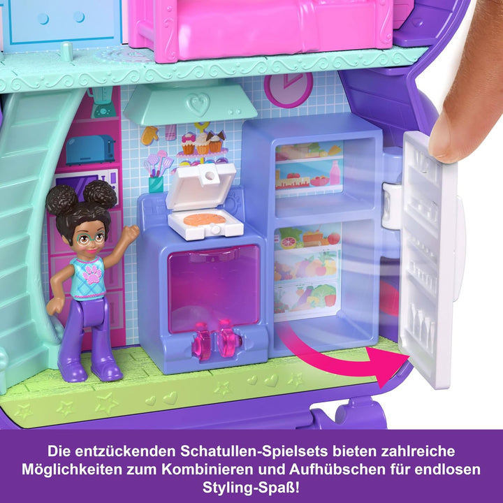 Polly Pocket Puppen und Spielset, Übernachtungsparty-Welpen-Schatulle, Spielzeug für unterwegs mit 1