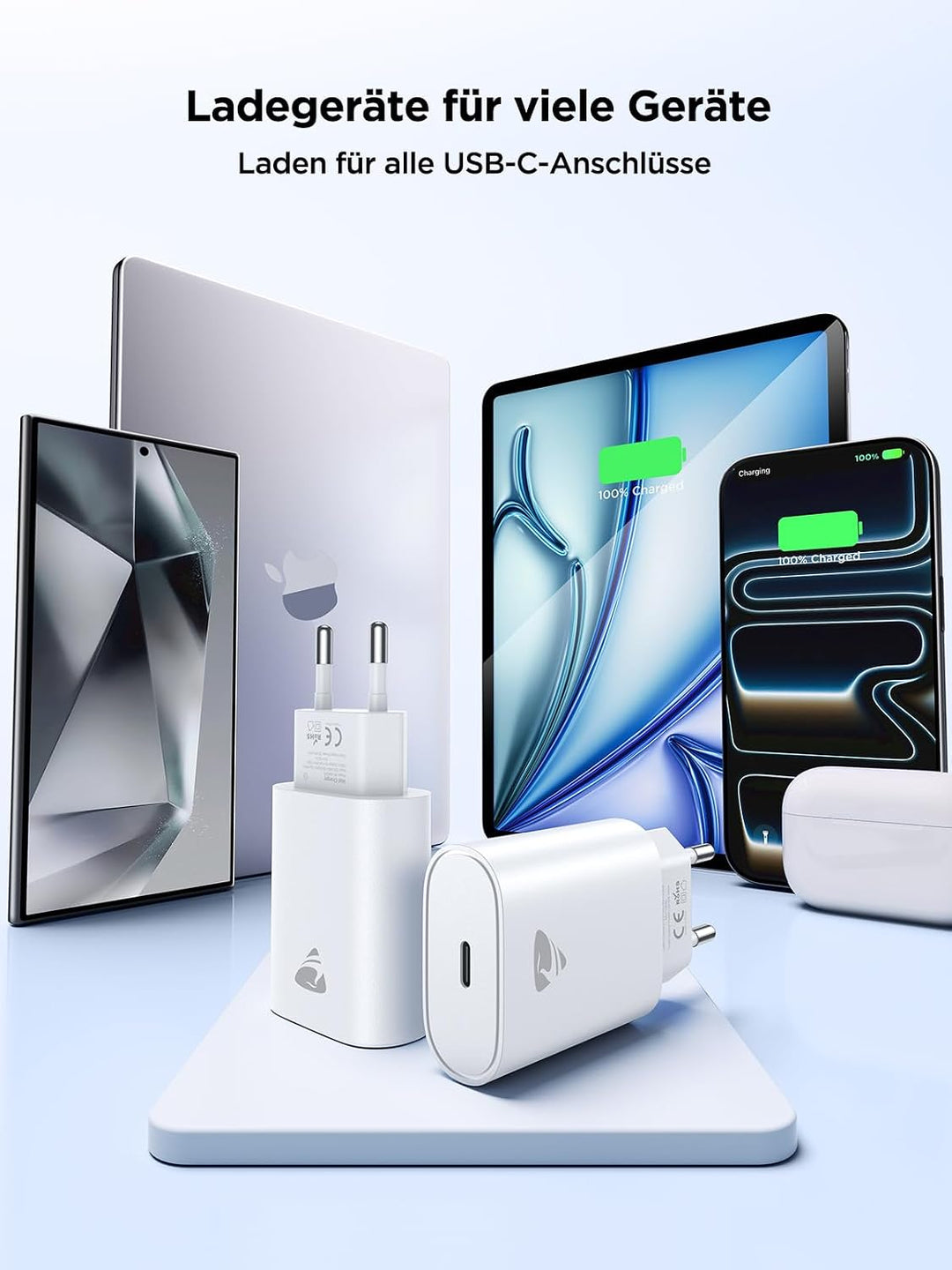 USB C Ladegerät, 2er Pack Handy Netzteil Ladegeräte Mehrfach Ladestecker USB C Power Adapter 20W Sch