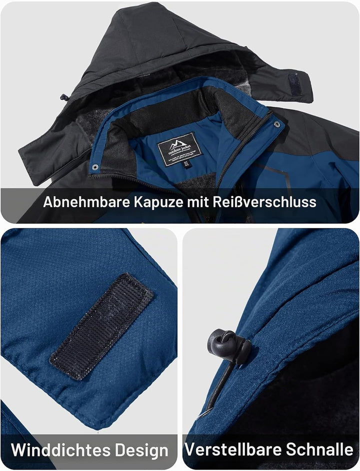 MAGCOMSEN Herren Winter Skijacke Fleece Gefüttert Jacke Outdoor Verdickt Softshelljacke Wasserdicht