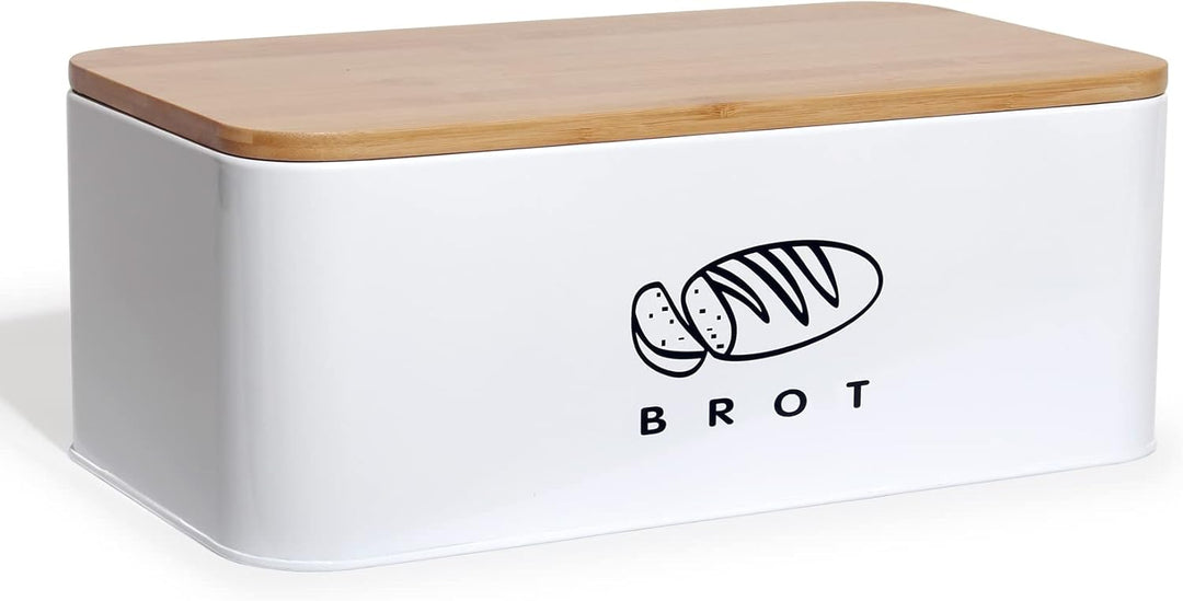 Theo&Cleo Brotkästen mit Deckel, 42cm * 23cm * 16cm, Deckel aus Ökologisches Bambus, Kann als Schnei