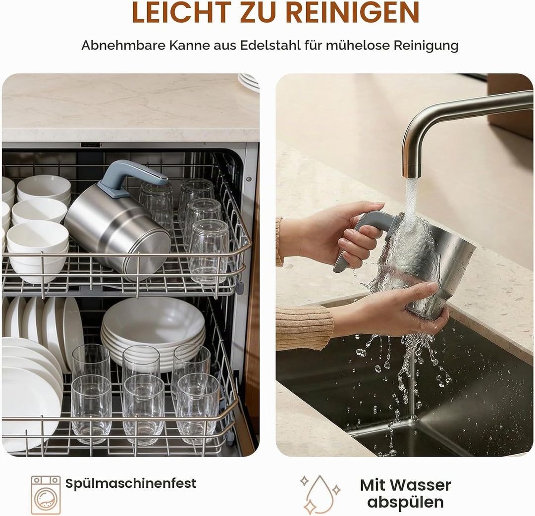 Milchaufschäumer Elektrisch, 1L 560W, 6-in-1 Milchschäumer, Spülmaschinenfest, Edelstahl 304, Automa