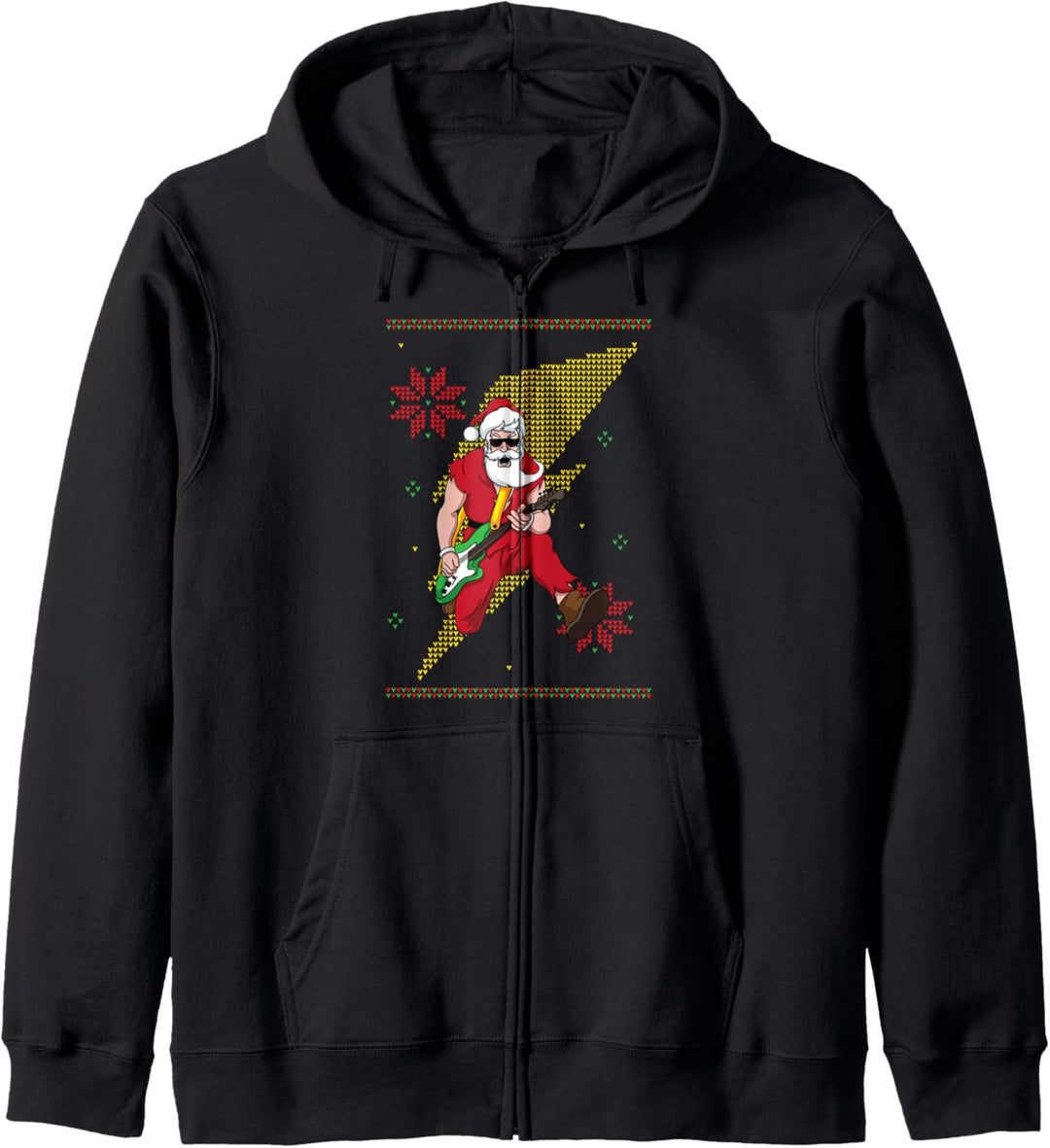 Rocking Santa Claus Gitarrist Rockstar Heavy Metal Ugly Xmas Kapuzenjacke