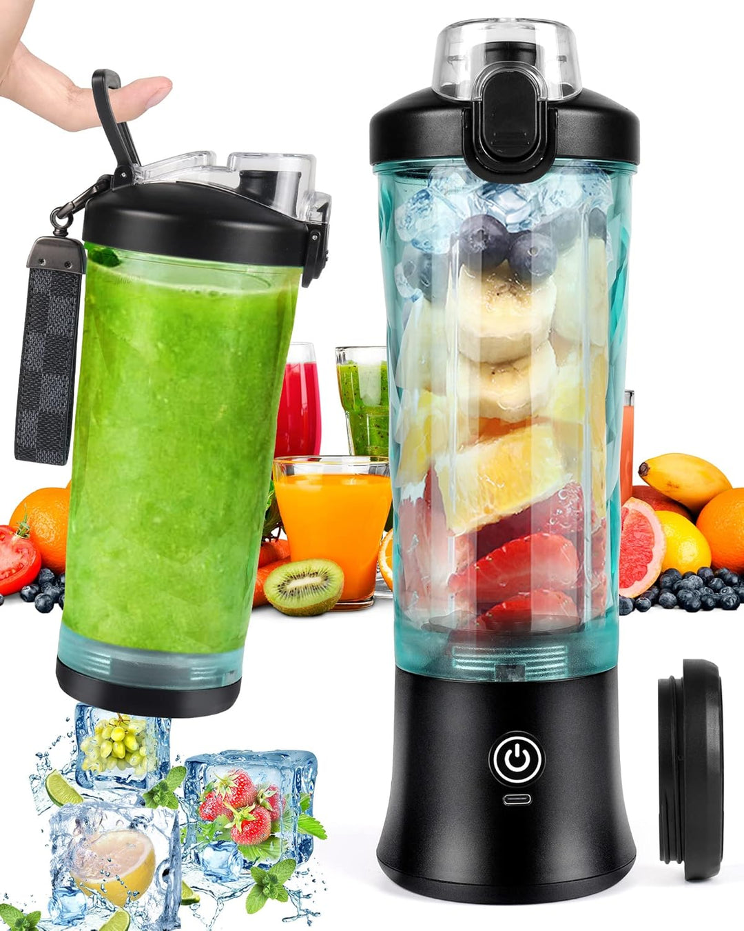 Dreamhigh® Mixer Smoothie Maker, 600ml Tragbarer Mixer für Smoothies und Shakes mit 6 Klingen, 4000m