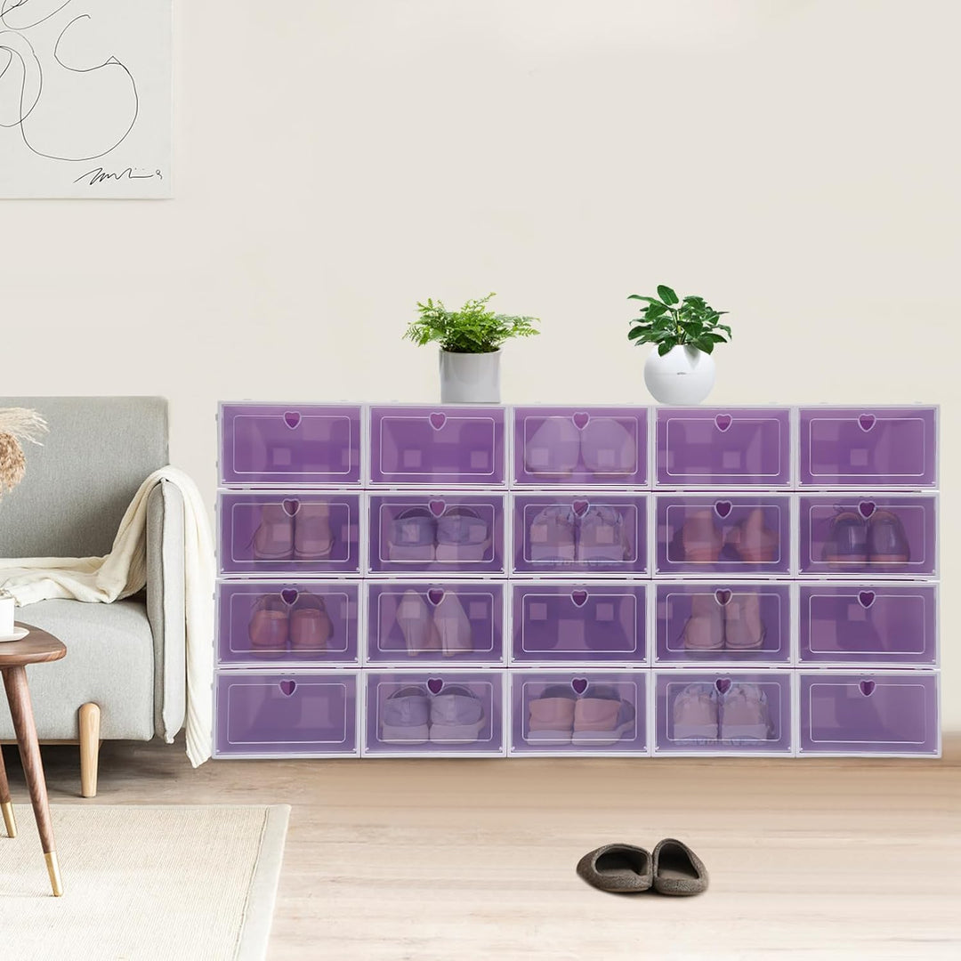 20 *Schuhboxen stapelbar transparent,Schuhboxen Stapelbar Schuhaufbewahrung,Kunststoff-Schuhkarton m
