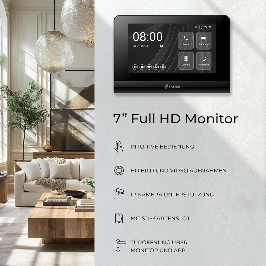Entri Video Türsprechanlage, Unterputz Türklingel mit Kamera, Smartphone App, 1 Familienhaus, Video
