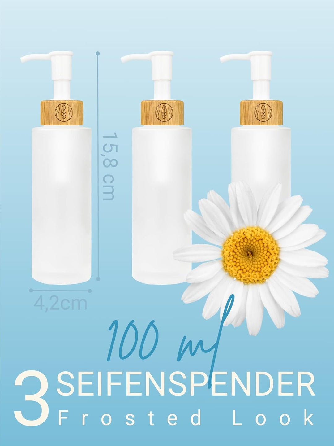 Wachsmann Sprühflasche &amp; Pumpspender zum Befüllen aus Matt-Glas, 30ml, 100ml, 150ml, Pipettenflasche