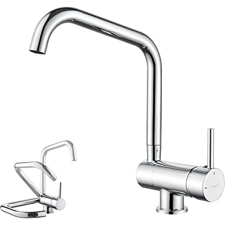 IBERGRIF, Vorfenster Küchenarmatur, Einhebel Wasserhahn für Küche mit hoher Auslauf 311 mm, Silber,