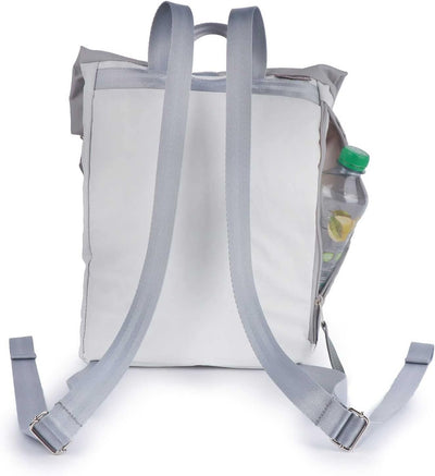 360° Grad Möwe Wickel-Rucksack Segeltuch weiss-grau, Zahl blau