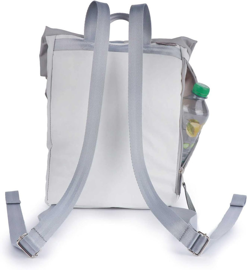 360° Grad Möwe Wickel-Rucksack Segeltuch weiss-grau, Zahl blau