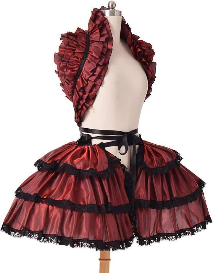 COSDREAMER Damen viktorianischer Petticoat Gothic Steampunk Rüschen Korsett Crop Hoop Rock, Burgunde