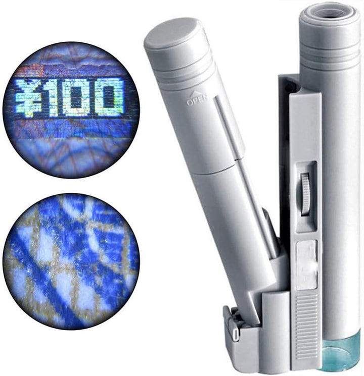 Meichoon Handlupe 100-fache Vergrösserung Vergrösserung Zoom Doppelrohr LED-Licht Tragbares Mikrosko