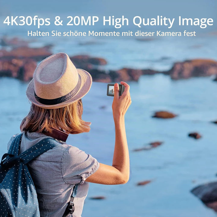 AKASO Brave 7 Action Cam 4K30FPS mit Schwimmender Handgriff 20MP WiFi Unterwasserkamera IPX8 Wasserd