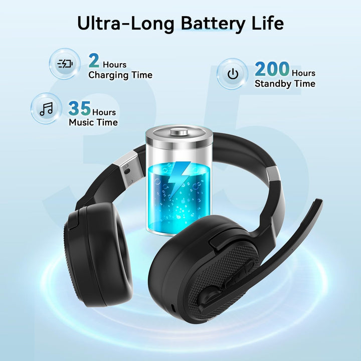 ANSTEN Headset mit mikrofon Bluetooth mit ANC & 40h Akkulaufzeit – Ultra-Komfortables Bluetooth Head