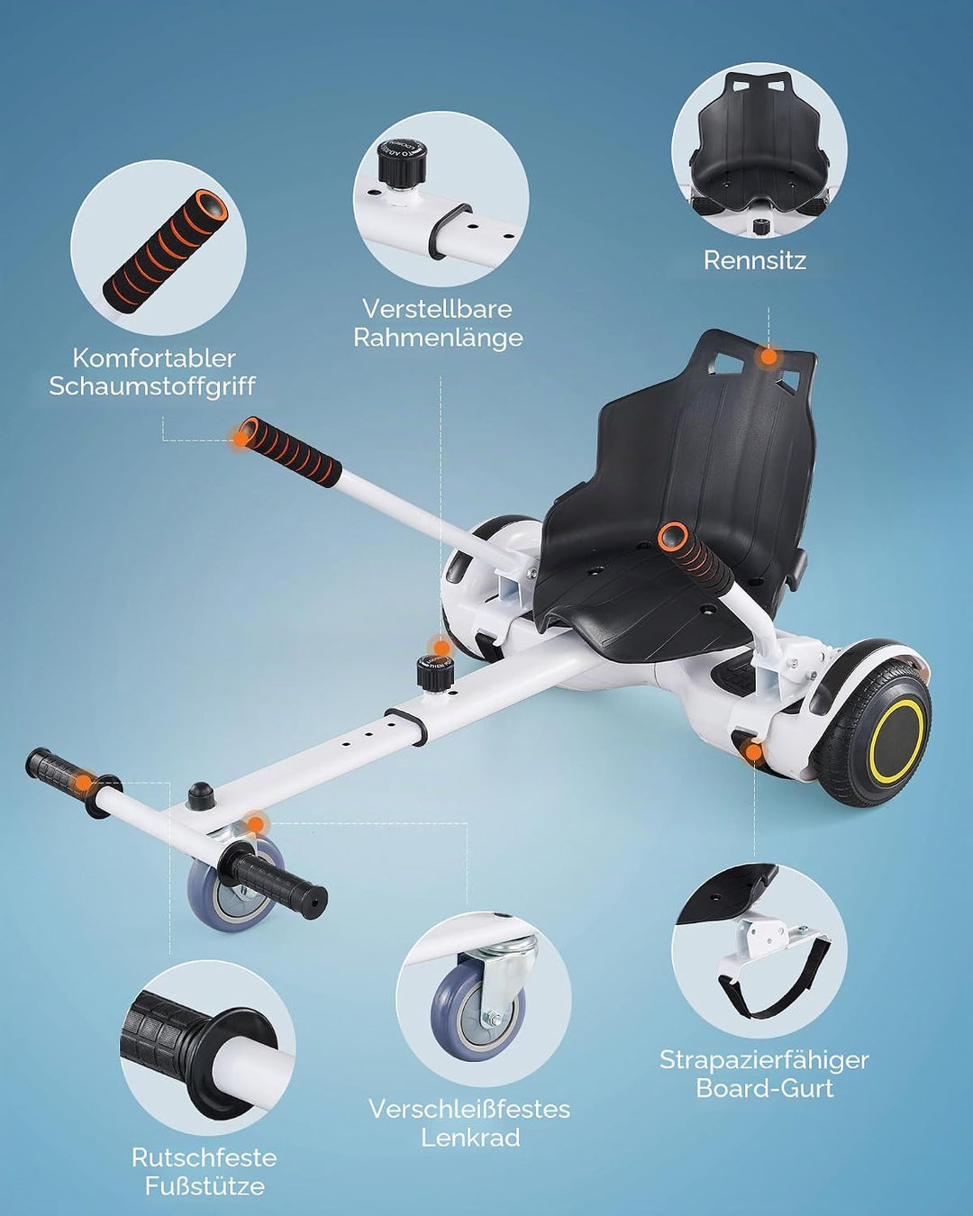 CO-Z Hoverboard Sitz Hoverkart Gokart Sitz für 6,5 Zoll 8,5 und 10 Zoll Hoverboards Sitzscooter Sitz