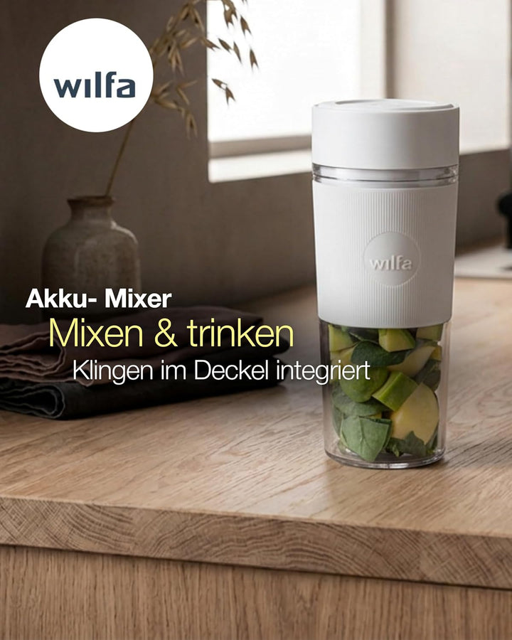 Wilfa SWIFT Akku-Mixer I 300ml Tritan-Behälter BPA-frei I zerkleinert Obst, Gemüse, Gefrorenes & Eis