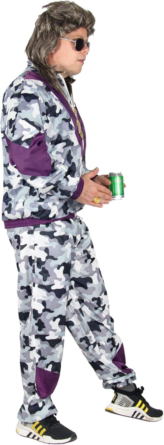 Foxxeo Premium 80er Jahre Kostüm für Herren Damen Trainingsanzug Assianzug Assi Gr. S – XXXXL