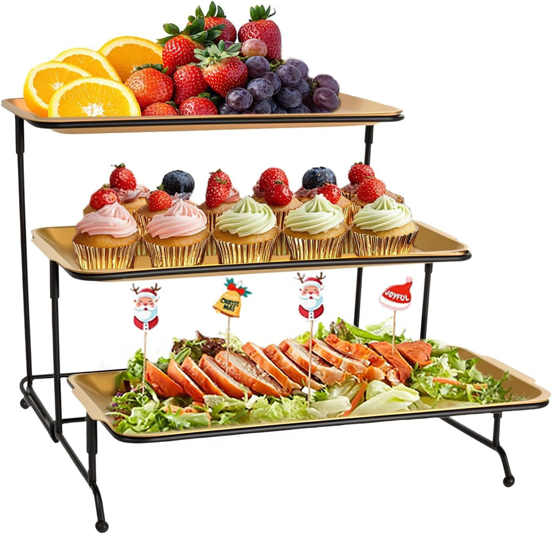 FoiiLiio 3-stufiges Serviertablett für Partyzubehör, 32x16cm Servierplatte zum Anrichten von Speisen