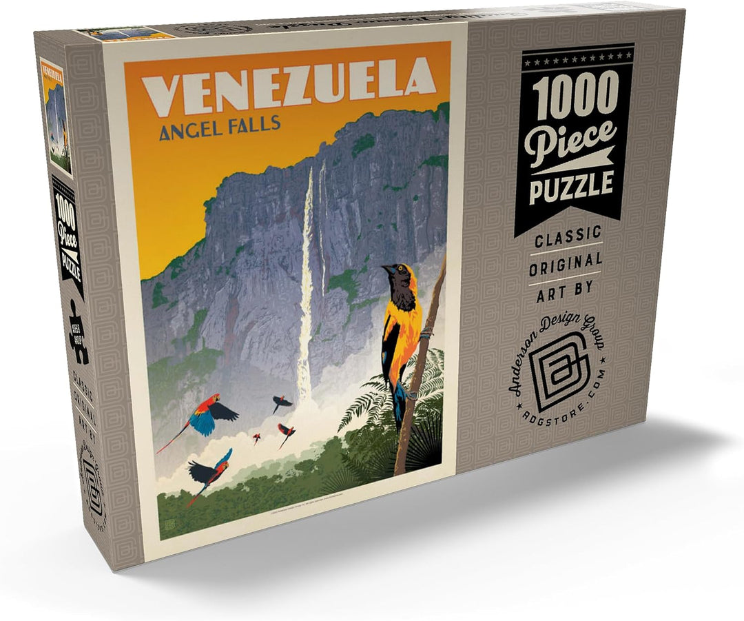 Venezuela: Angel Falls, Vintage Poster - Premium 1000 Teile Puzzle - MyPuzzle Sonderkollektion von A